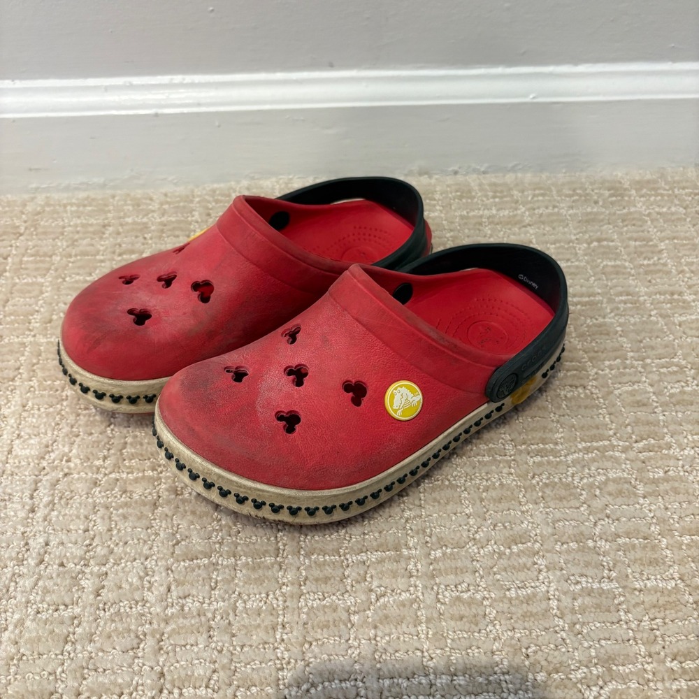 CROCS Kids Red Mickey Mouse Size 12 13 Clogs Shoes Disney